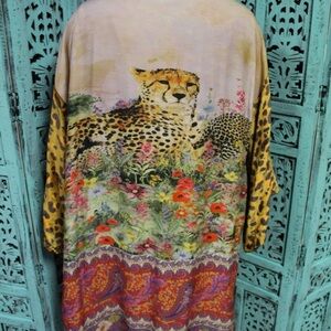 Aratta Multicolor Cheetah and Floral Kimono